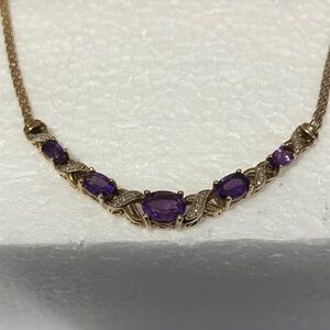 Vermeil Necklace with Amethyst and Rhinestone Accents